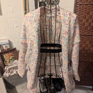 Sienna Sky Cream Speckled Open-Front Cardigan